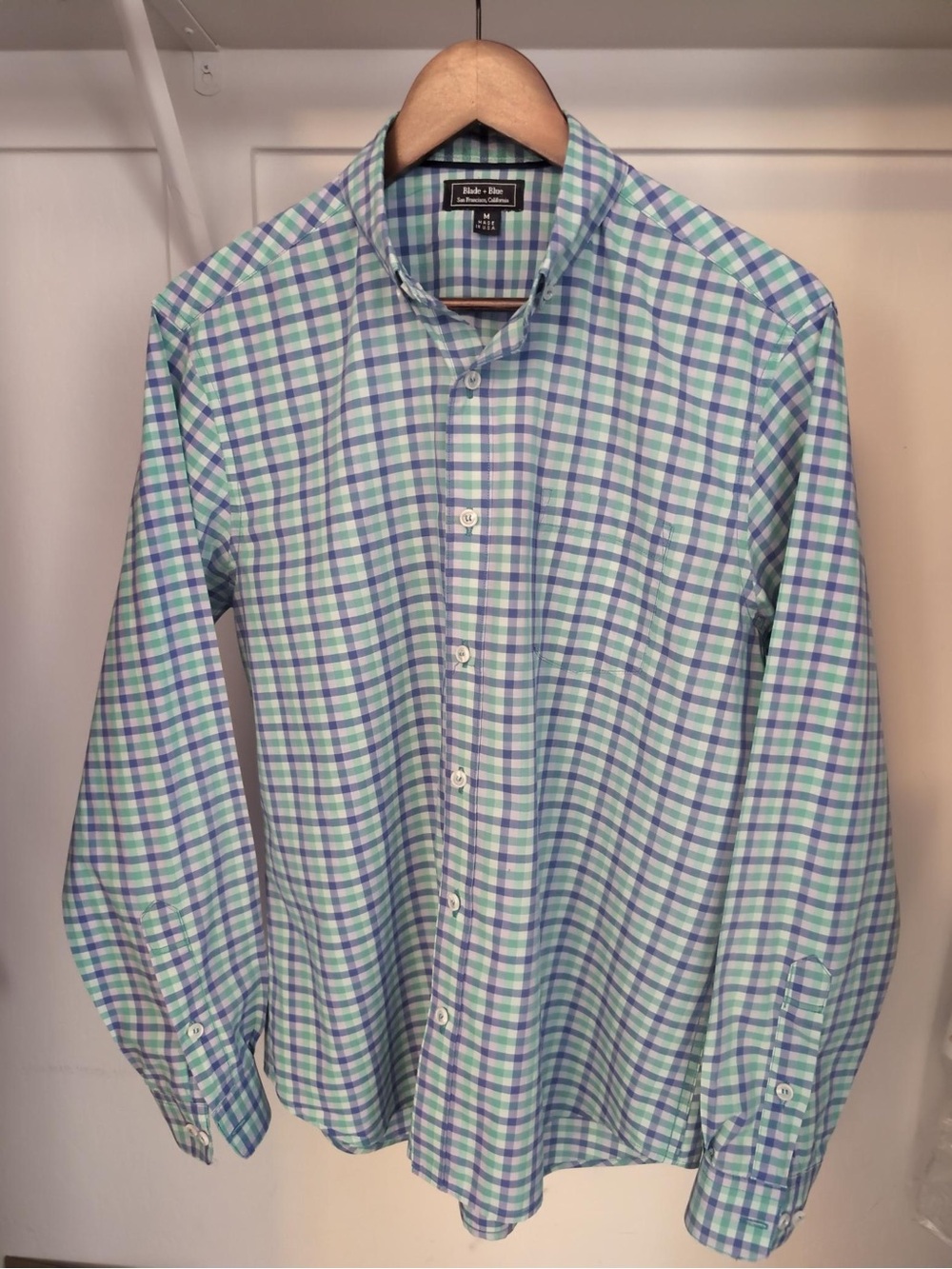 Blade + Blue Men's Plaid Button-Down Shirt - Blue & Green